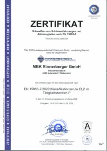 EN 15085-2 Zertifikat